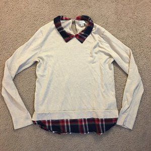 J.Crew Factory collared long sleeve tan top